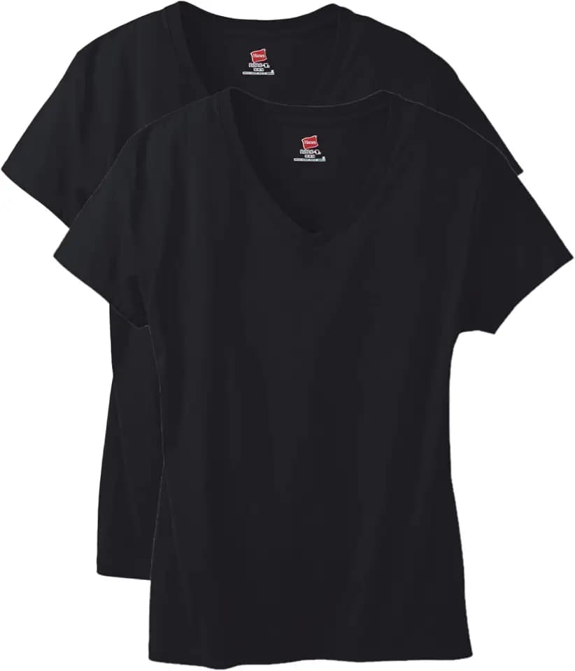 Hanes Women's Perfect-T V-neck T-shirt, Cotton Short Sleeve Tee for Women, 1 or 2-Pack