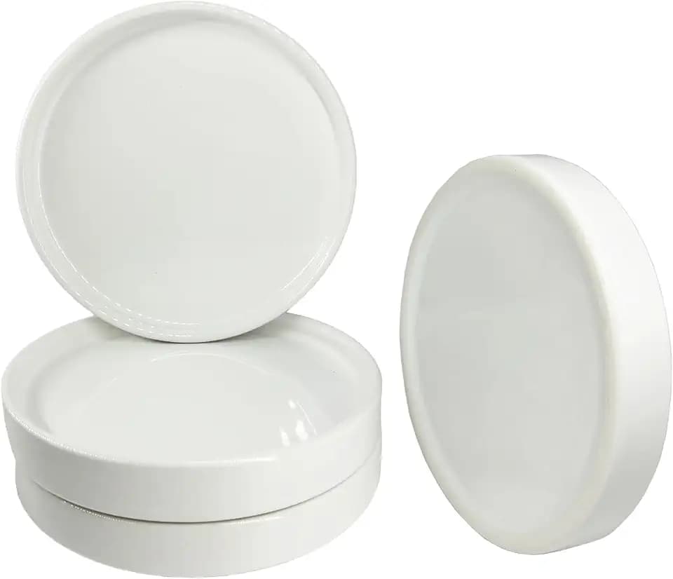 Yukfona Ceramic Plant Saucer Tray 4 Pcs 4 Inch White, 4.53" OD x4.13 ID x0.9 Deep| Fits Flower pots Bottom≤4.13", Heavy Duty Glazed Round Planter Drip with Catch Basin for Indoor Outdoor Plants