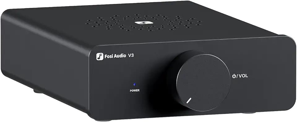 Fosi Audio V3 Stereo Amplifier Home Audio 300 Watts x2 Power TPA3255 Class D Mini Speaker Amp 2 Channel Audio Component for Passive Bookshelf Tower Speakers Desktop Home Theater with 48V Power Supply