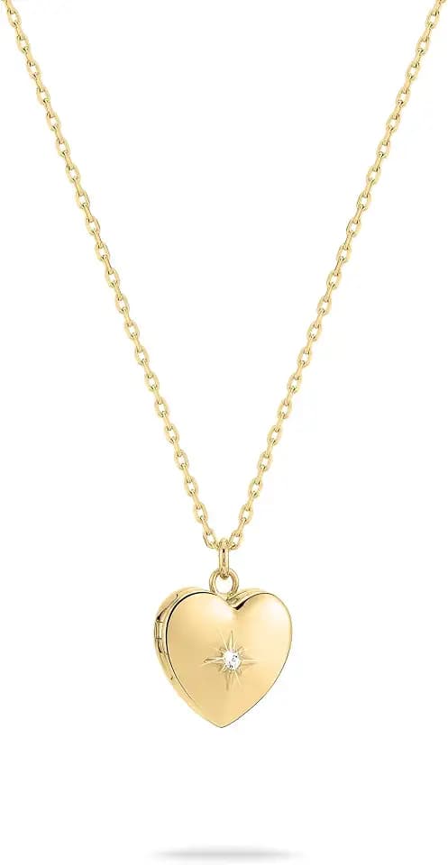 Tamaris Halskette für Damen, Halsschmuck in Silber, Gold & Roségold, Kette mit Herz-Amulett aus Edelstahl, wasserfest