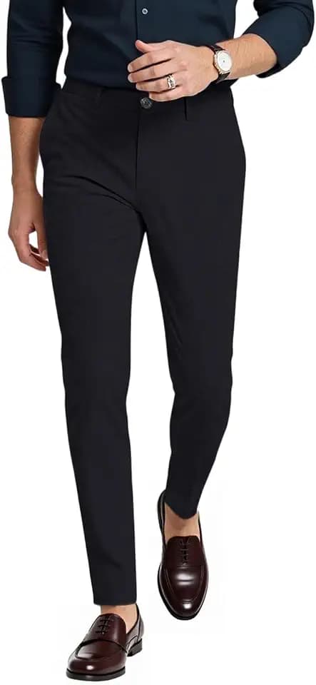 GINGTTO Skinny Dress Pants Men Slim Fit Stretch Mens Chino Pants Tapered Leg