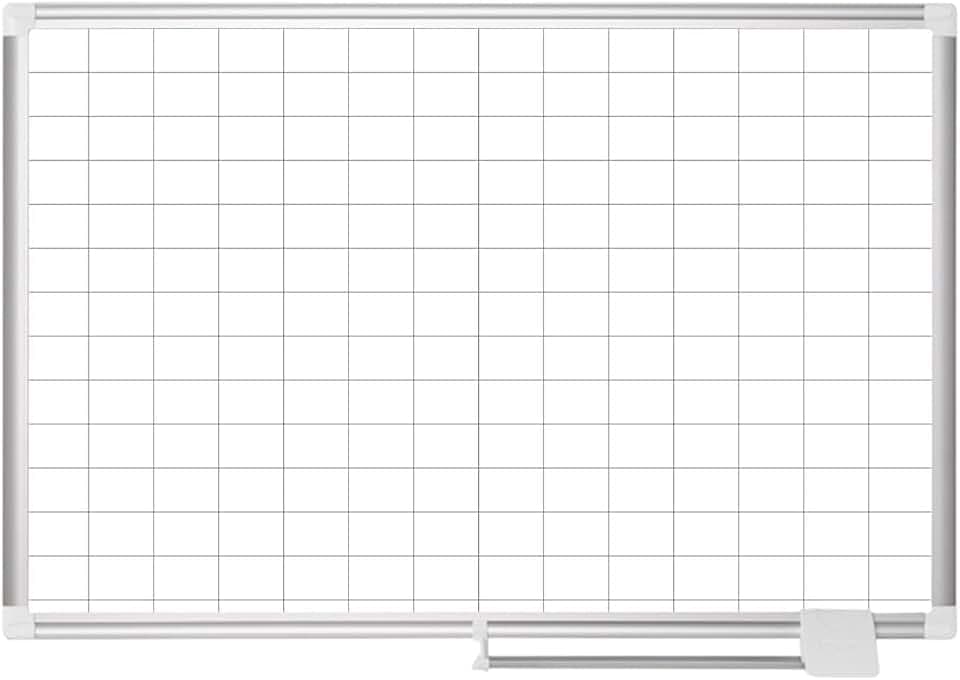 MasterVision Planning Board Magnetic 2" x 3' Grid Dry Erase, 36" x 48", Whiteboard with Aluminum Frame,Silver