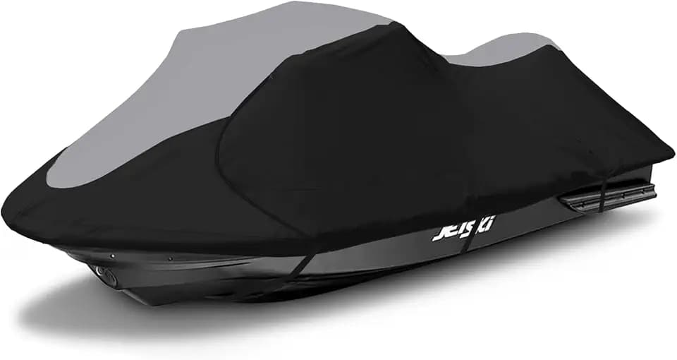 600D Jet Ski Cover - Trailerable Jet Ski Cover, Waterproof Jetski Cover, Fits from 136"-145" (3 Seater), Gray & Black