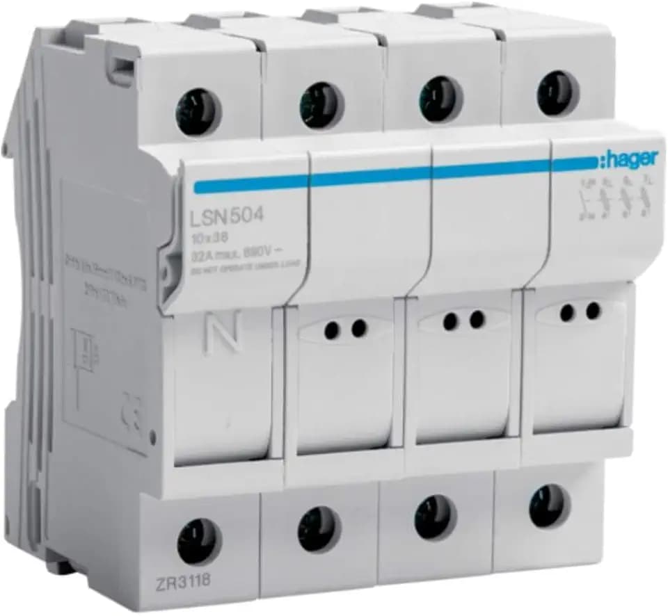 Trennbarer Sicherungshalter (LSN504) Typ L38 3P+N 32A 4 Module 690V
