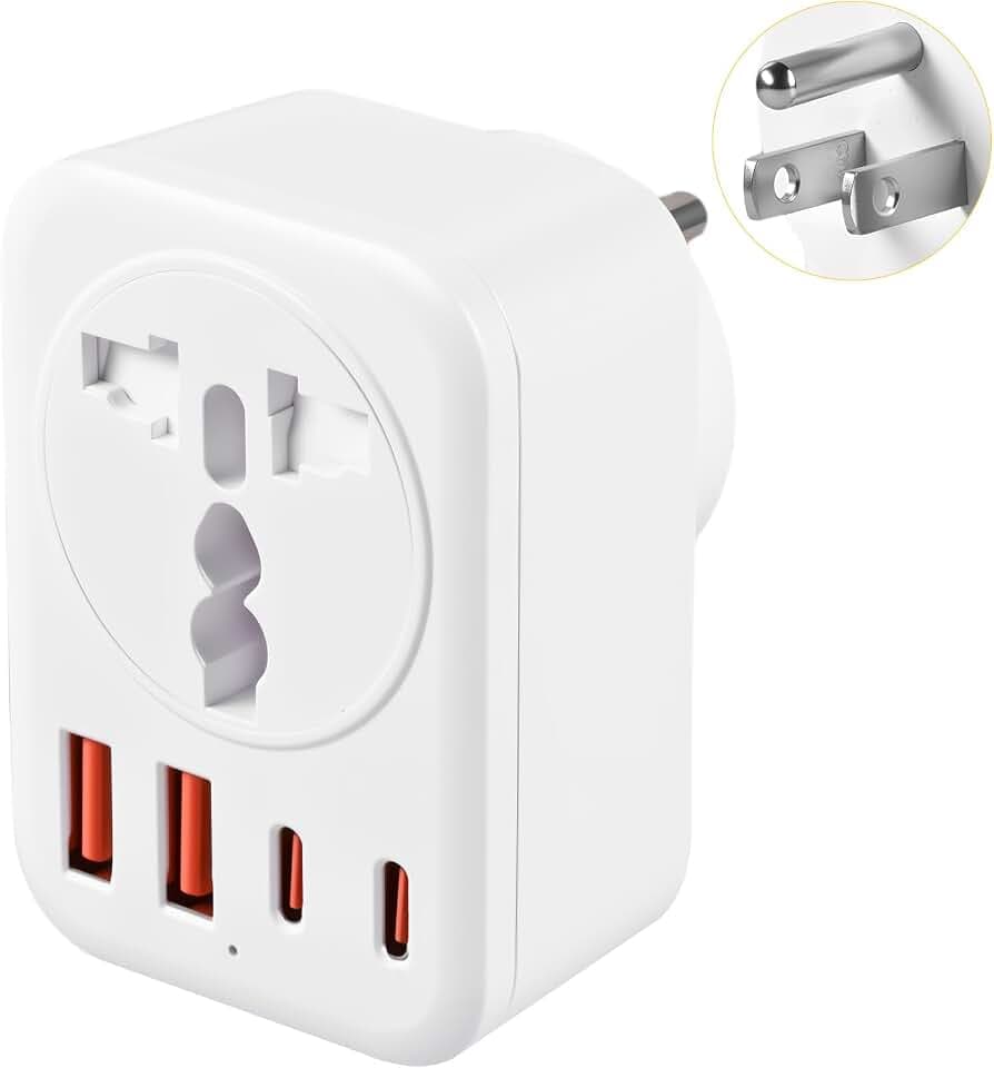 Carehabi Reiseadapter USA mit 2 USB C + 2 USB-A