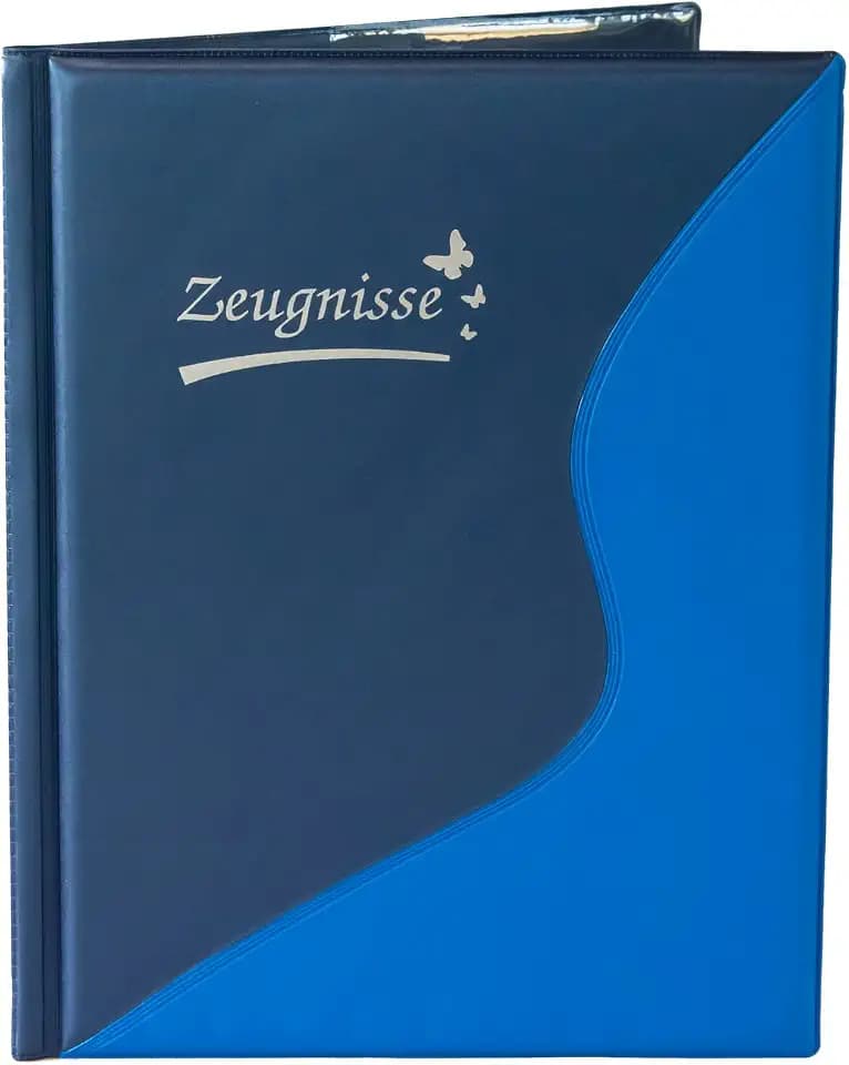 Idena 20103 - Zeugnismappe DIN A4, 12 Hüllen, blau, 1 Stück (blau, Zeugnismappe)