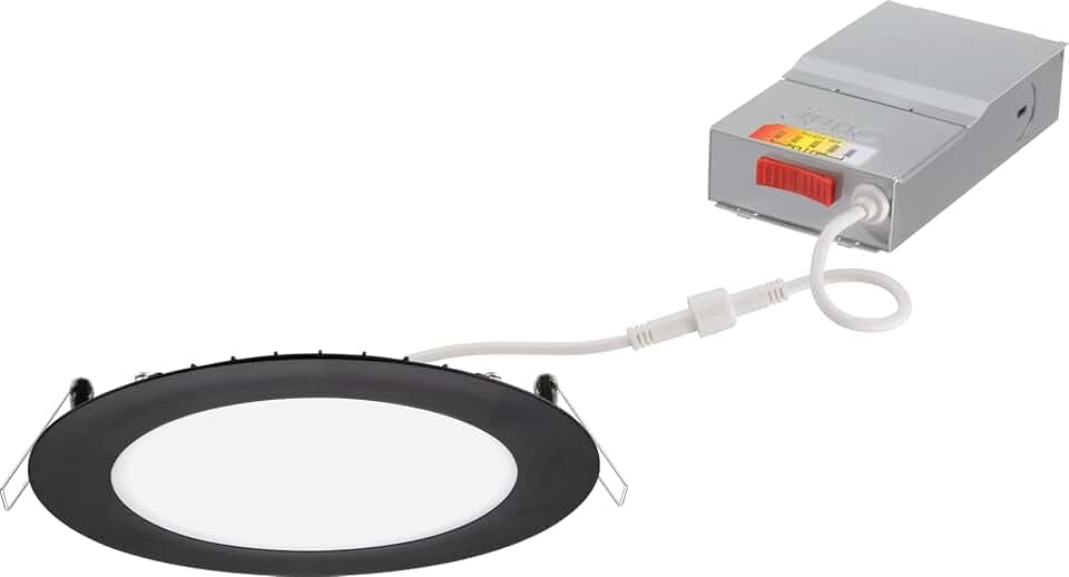 Juno 6" LED Recessed Light, 5-in-1 CCT, Ultra-Thin Flat Trim, Black, 1-Pk