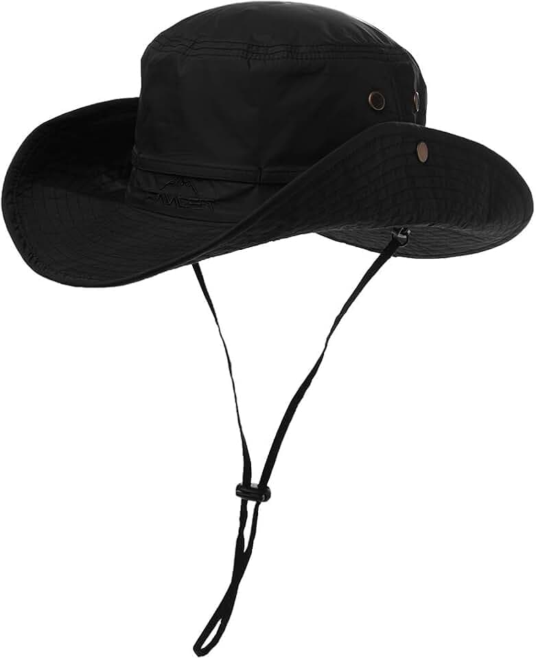 Comhats UPF 50 Sun Hats Wide Brim Summer Mesh UV Protection Safari Hat Fishing Walking Hiking Boonie Hats for Men Chin Strap Waterproof & Breathable