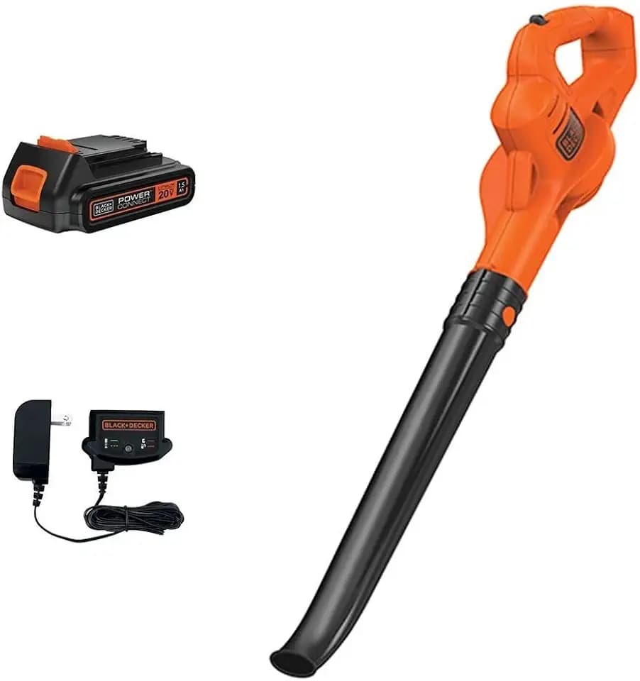 BLACK+DECKER Cordless Leaf Blower with Battery and Charger 20V MAX, Electric Leaf Blower 130 mph Air Speed, Lightweight Design (LSW221)