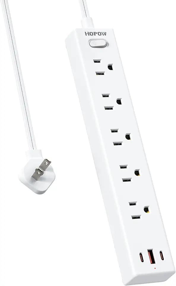 5 Outlets 2 Prong Power Strip with 3USB, 6FT Extension Cord for Old House