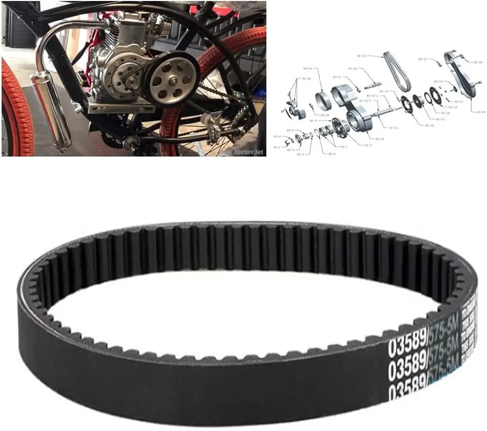 Bike Engine Belt Transmission Belt Rubber synchronous Belt 49cc / 53cc Engine 142F / 144F H5M575-115 Synchronous Belt arc Tooth Motor Drive Belt (Black Arc Tooth Drive Belt, H5M575-115-15mm)