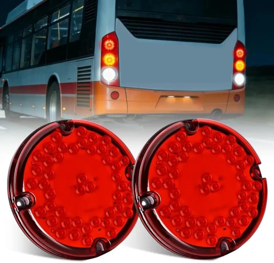 Nilight Tail Lights 2PCS 7Inch Round 47LED Red Reflex Lens