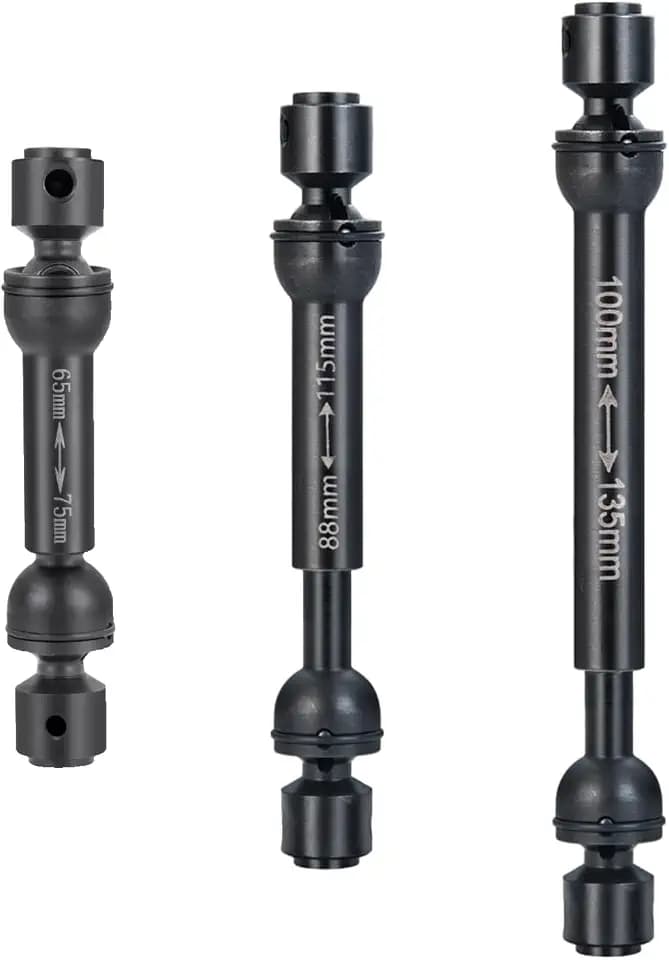 3Pcs RC Drive Shaft Steel Driveshaft Front & Middle & Rear Center Drive Shaft Dogbone for 1/10 RC Crawler Car TRX6 T6 G63 Replacement (88-115mm & 100-135mm & 65-75mm, Black)