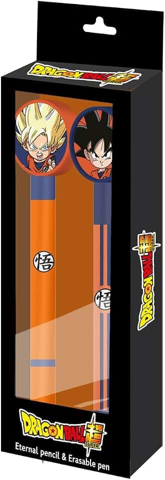 Karactermania Dragon Ball Ultra Instinct-Set mit Ewiger Bleistift + Radierbarer Gelstift, Schwarz, 14 x 23 cm