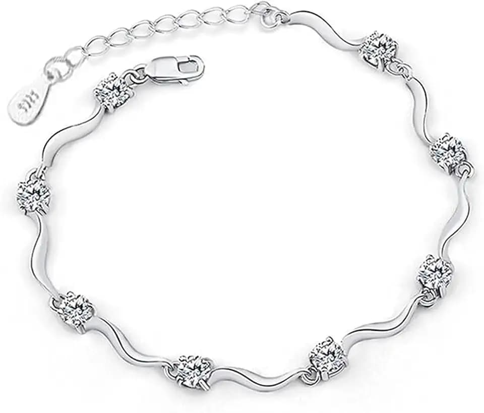 Twinkle Armband aus 925er-Sterlingsilber mit ineinandergreifenden Herzen und glänzenden weißen Zirkonia für Damen und Mädchen