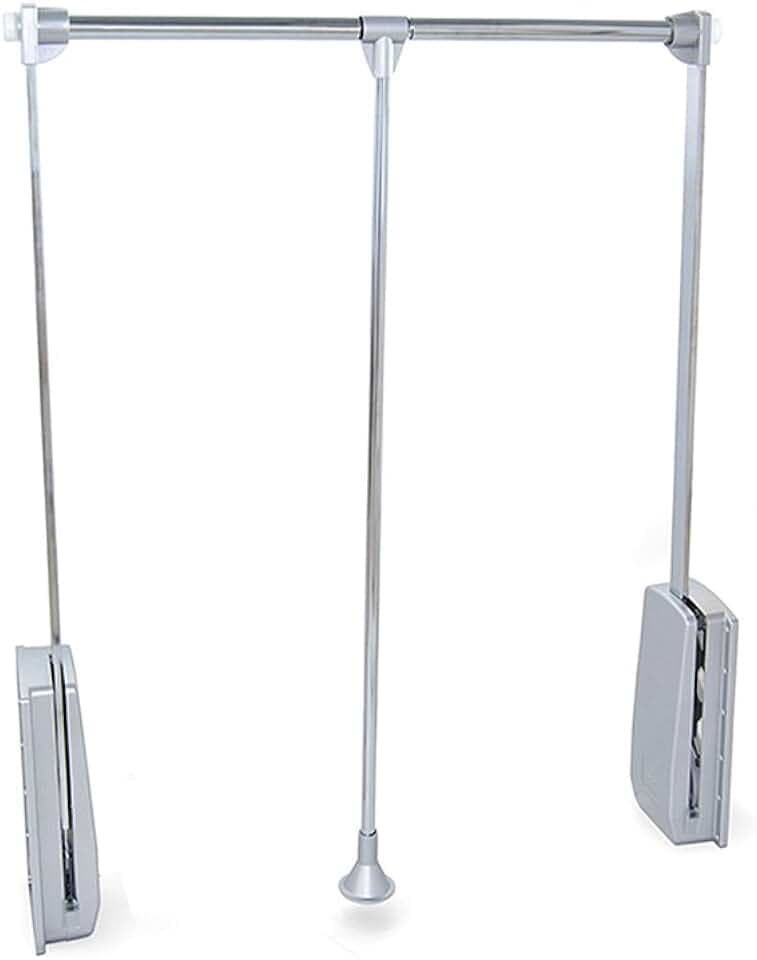 Emuca - Pull Down Hanging Wardrobe Rail, Adjustable 450-600mm (17,7-23,6 inch), Chrome Finish