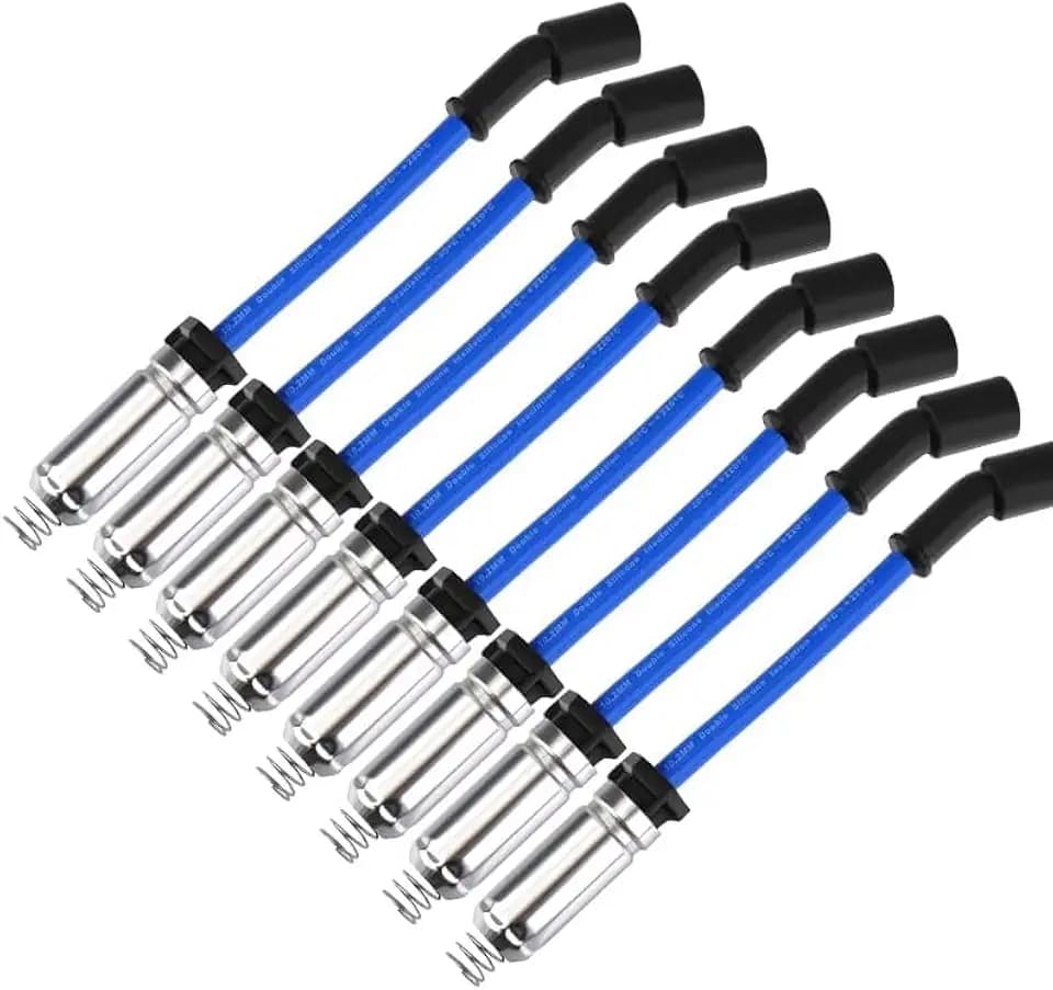 10.2 MM Racing Spark Plug Wires for Escalade Avalanche Camaro Colorado Corvette Express Impala Silverado Suburban Tahoe Canyon Savana Sierra Yukon 4.8 5.3 6.0 6.2 7.0 V8 08-20 BLUE