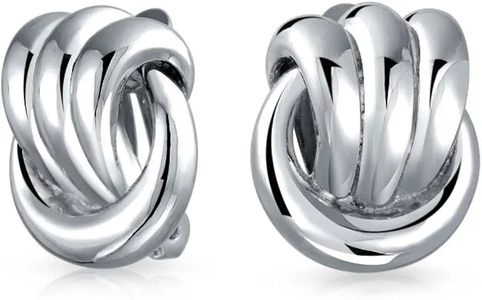 Rope Cable Knot Door-Knocker Style Clip On Earrings Gold Silver Plated