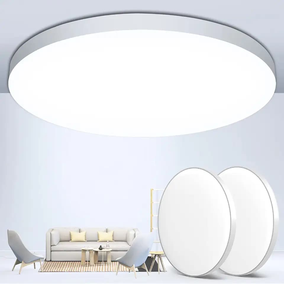 LED Deckenleuchte Deckenlampe Lampe Decke LED [2Stück] Ø28cm 24W,6500K,2000LM,IP44 Wasserfest Rund Modern Schlicht Weiß Badlampe für Kellerlampe,Schlafzimmer,Wohnzimmer,Küchenlampe, Badezimmer,Balkon