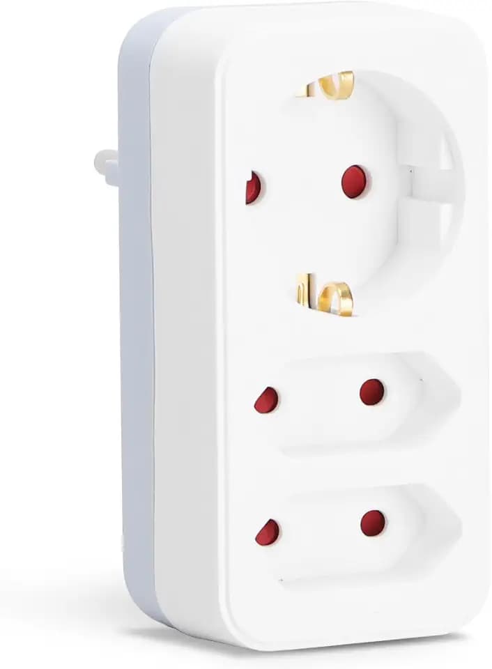 Aigostar Steckdosenadapter 3-fach mit Kindersicherung Mehrfachsteckdose Tragbar für Steckdose (2 x Eurosteckdose und 1 x Schutzkontakt) weiß