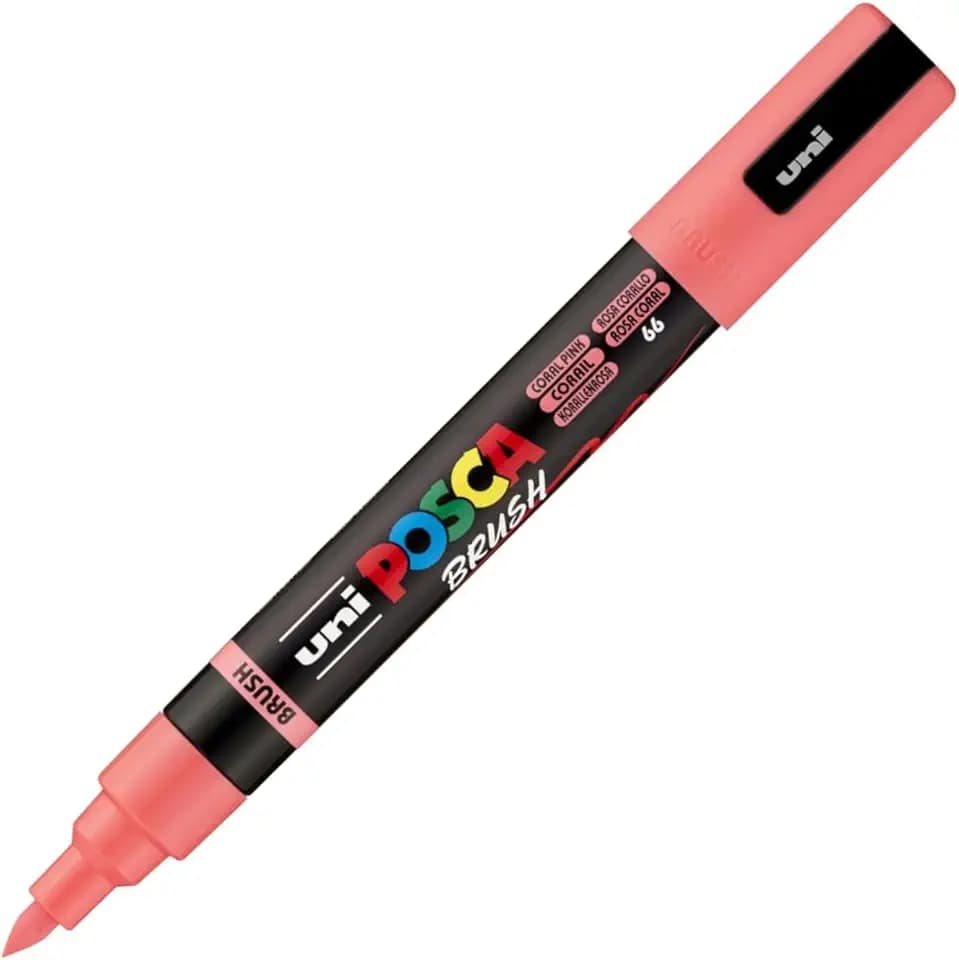 POSCA Mitsubishi Pencil – Marker PC5BR – mittlere Pinselspitze, halbflexibel, Farbe auf Wasserbasis – für alle Medien – Koralle