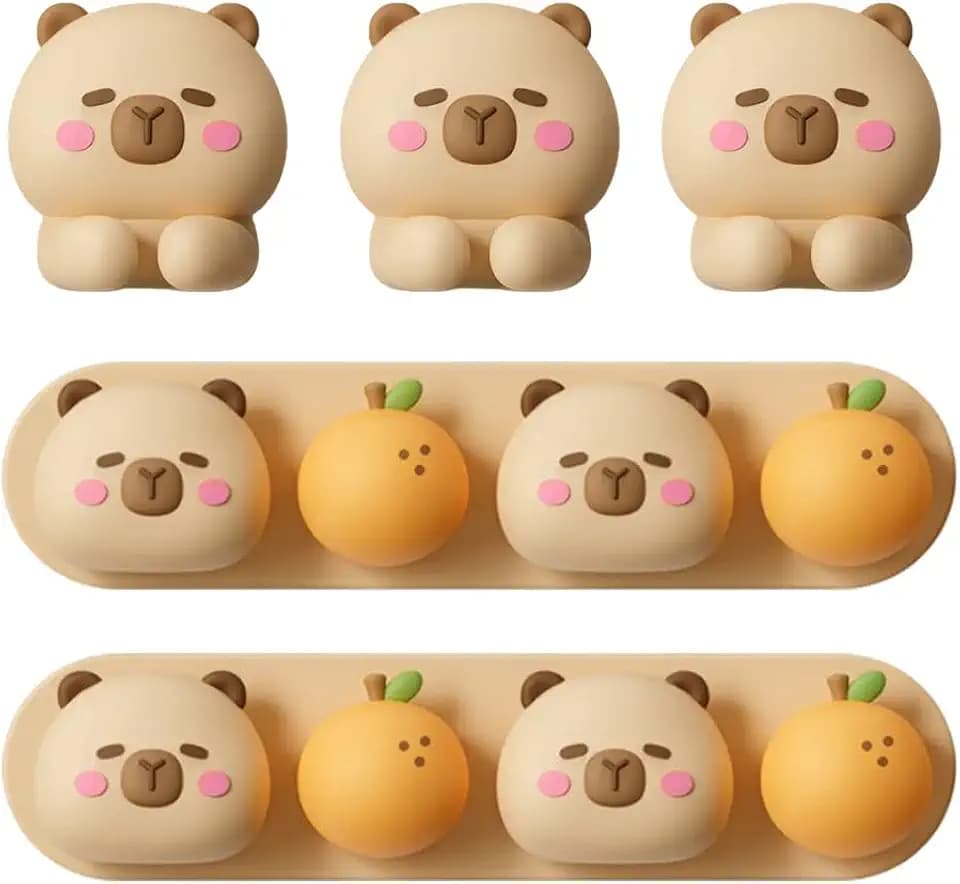 5pcs Cute Capybara Cable Organizer USB Cable Clips Adorable Animal Charging Cord Holder Wire Management for Office Desk Workbench Bedroom Bedside Nightstand
