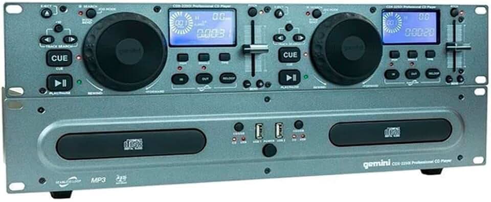 Gemini CDX Series CDX-2250i Professional Audio DJ Equipment Multimedia CD Media Player with Audio CD, CD-R, and MP3 Compatible with USB Input,Multicolored