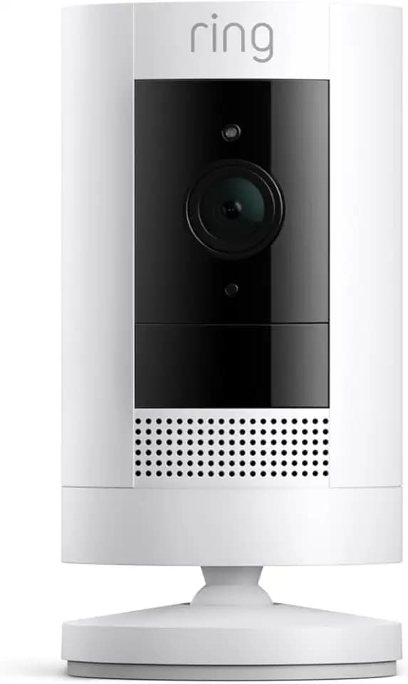 Ring Outdoor Cam (Stick Up Cam), Weather-Resistant Home or Business HD Security Camera, Live View, Color Night Vision, Two-Way Talk, Motion Alerts, Works with Alexa, White