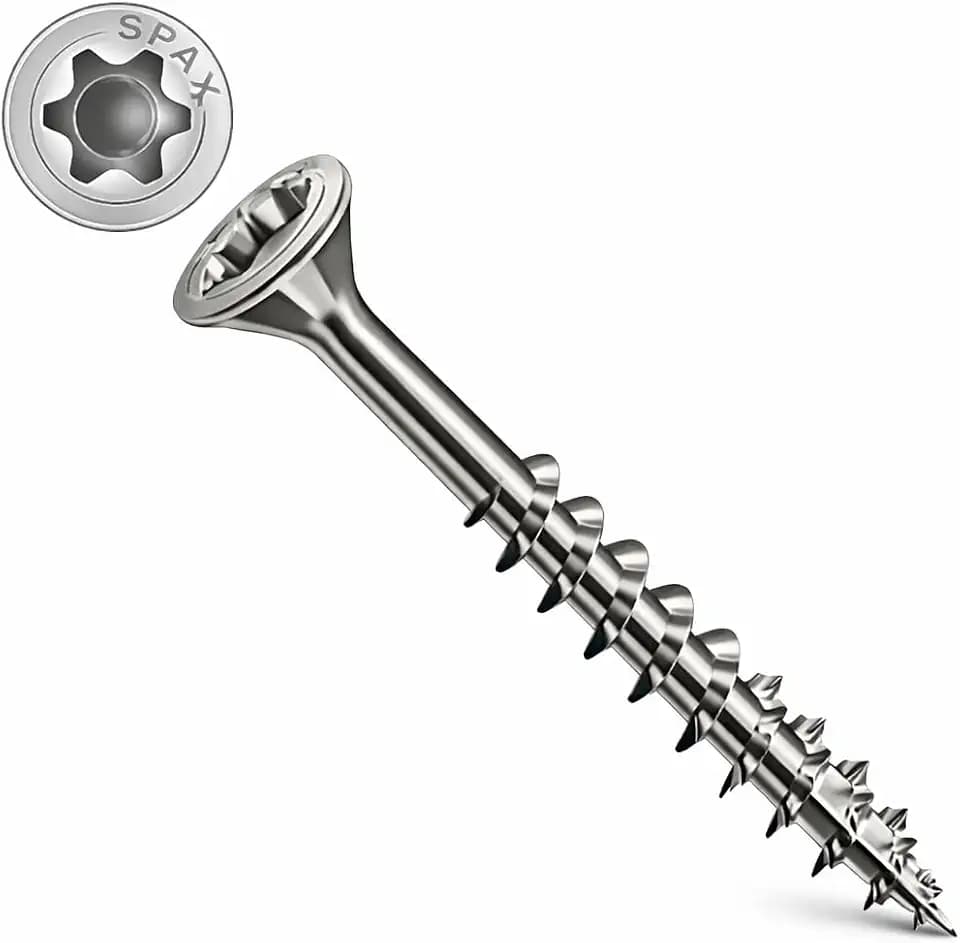 3X40 Holzschrauben, Torx Antrieb, Flachsenkkopf T-STAR Plus, geschliffene Wellenschliff, selbstschneidende 4 Spitzen Edelstahl A2 rostfrei SPAX Terrassenschrauben 200 Stück