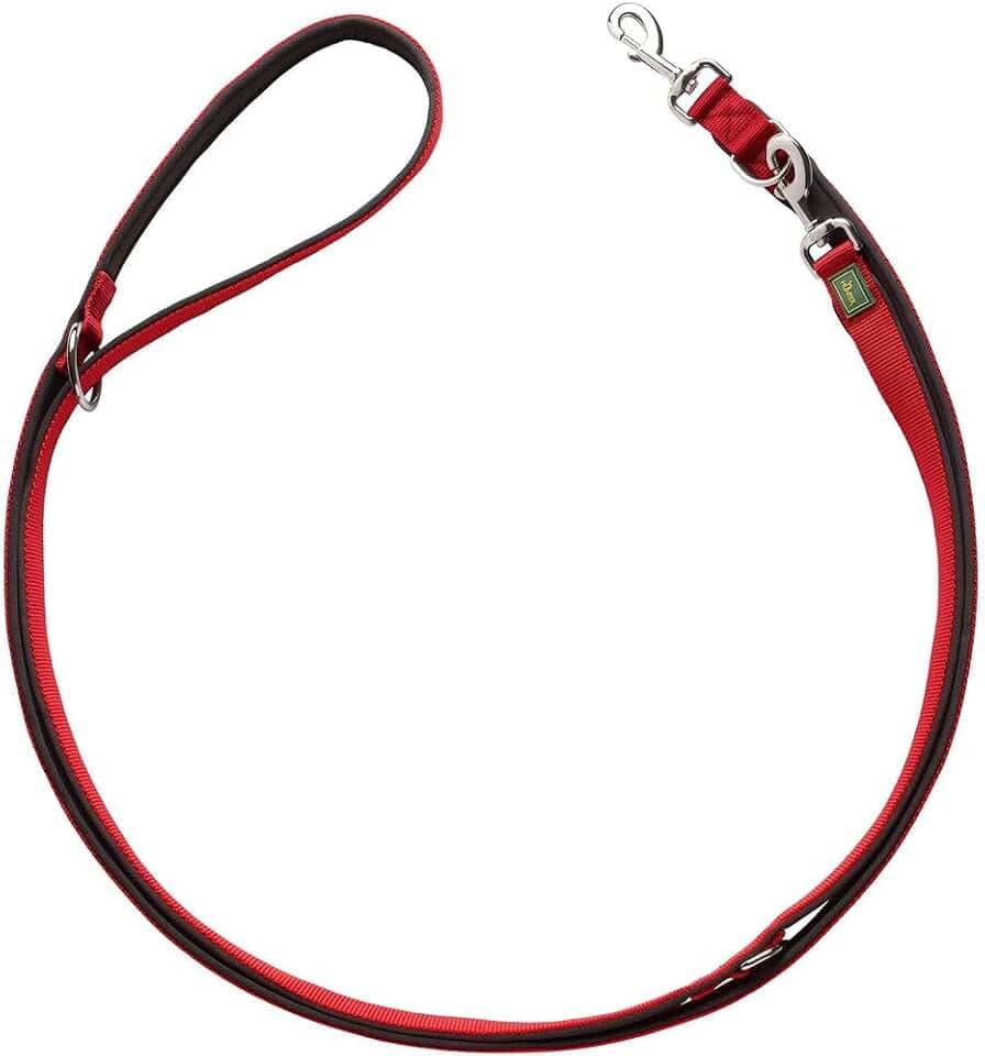 HUNTER Verstellbare Führleine NEOPREN, Farbe: rot/schwarz, strapazierfähiges Nylon, 3-fache Verstellmöglichkeit, weiche Neoprenpolsterung, ideal für Alltag und Training, Größe: 20/200
