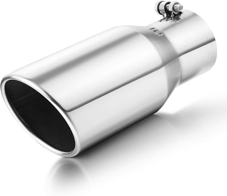 A-KARCK Exhaust Tip 3.5 Inch Inlet, 3.5” Inlet 5" Outlet 12" Long Stainless Steel Polished Finish Tailpipe Tip, Bolt On Design