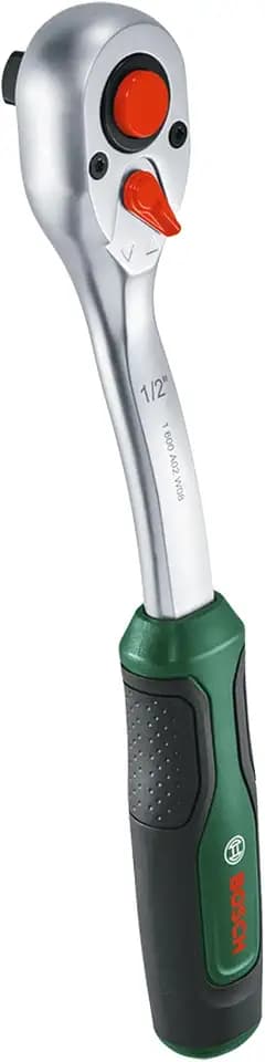 Bosch 1/2" Ratsche (Leistungsstarke Ratsche für vielfältige Heimwerkerarbeiten; Hohes Drehmoment bis 768 Nm; Verriegelungsknopf; Intuitiver Richtungswechsel; Gebogener Hals; Ergonomischer Softgrip)