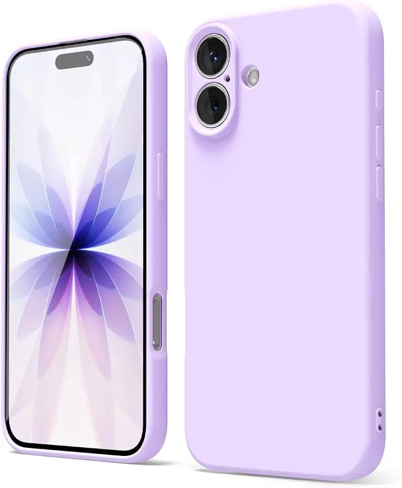 oakxco for iPhone 17 Phone Case Liquid Silicone, Cute Thin Slim Grip Soft Rubber Gel for Women Men, Smooth Matte TPU Plain Solid Color Girly Simple Case with Camera Cover, Purple Lavender Lilac
