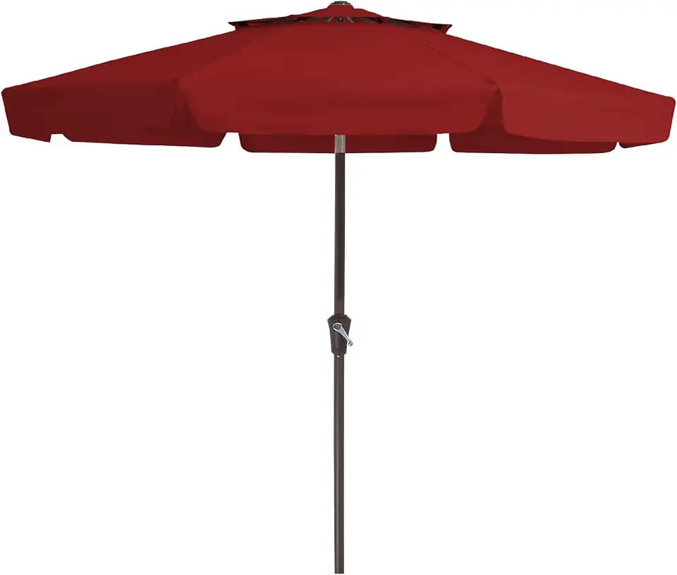 JEAREY 9' 2-Tiers Patio Umbrellas Outdoor Market Umbrella w/Push Button Tilt/Crank, 8 Sturdy Ribs, UV Protection Waterproof (Red)