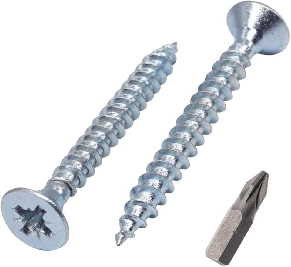 SKIR'CO (Packung mit 650 Stück) Verzinkter Stahl 4,5 x 40 mm Silberholzschrauben, Pozidriv Senkkopf, Spanplattenschrauben, PZ Vollgewinde (650, 4,5x40 mm)