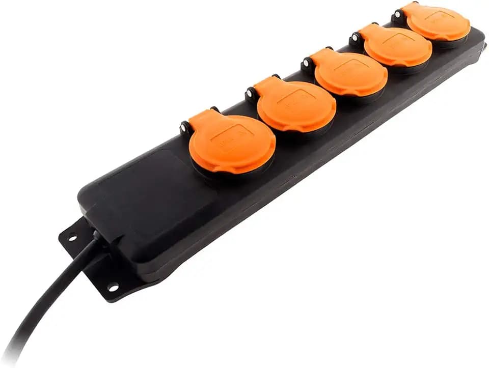Zenitech- IP44 wasserdichter Block 5 Steckdosen 16A 2P+E mit Klappen - 1,5 m HO5RRF 3G1 Kabel