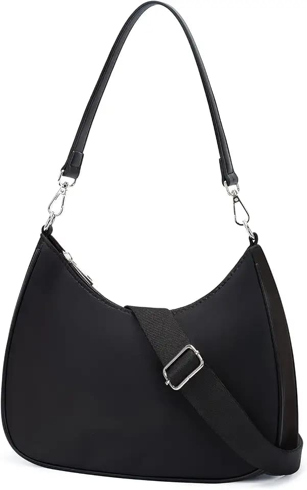 CHOLISS Small Crescent Shoulder Bag for Women - 2-in-1 Nylon Crossbody Bag, Trendy Everyday Bag with Adjustable Straps