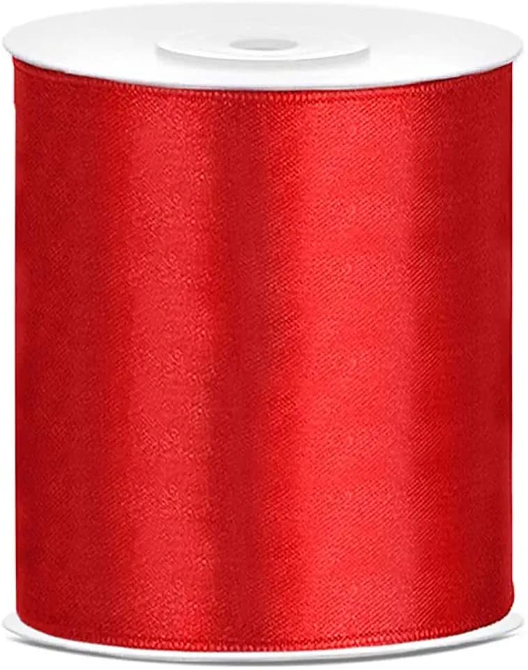 DaLoKu Satinband 6/12/25/38/50/100mm x 25m Geschenkband Schleifenband, Größe: 100mm x 25m, Farbe: Rot