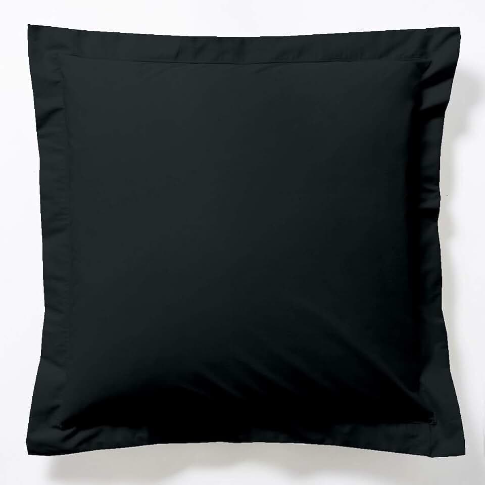 VISION - Kissenbezug 65 x 65 cm - 100% Baumwolle - Farbe: Schwarz - Flache Volant-Verarbeitung - Natürliche Fasern - Dichte Webart - Oeko-Tex Zertifiziert