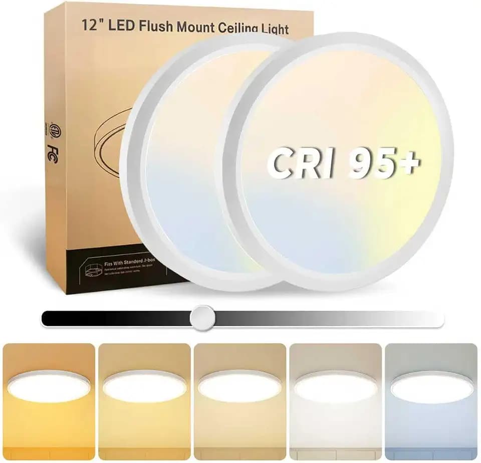 2Pack 12 Inch LED Flush Mount Ceiling Light, 25W, 3000LM