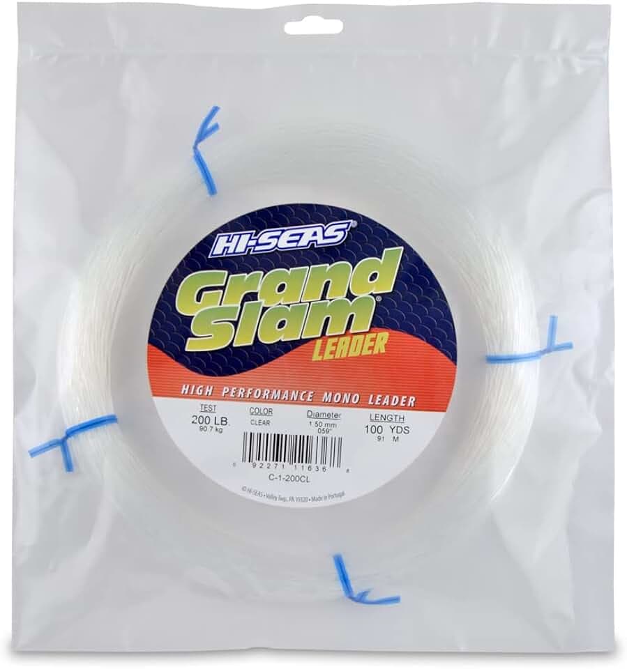 HI-SEAS Grand Slam Monofilament Fishing Leader - Superior Strong Clear Black, for Freshwater & Saltwater Big Game Bottom Fishing, Trolling