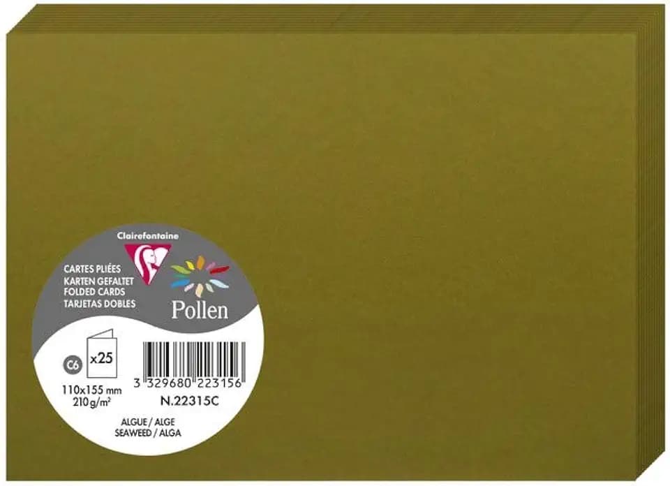 Clairefontaine 22315C 25 Karten Pollen C6 210g Algengrün