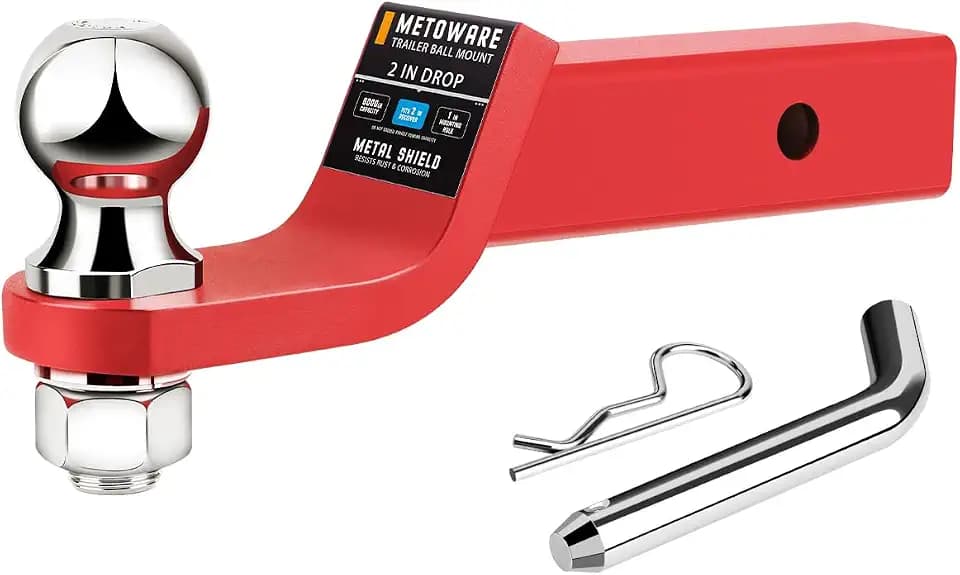 METOWARE Trailer Hitch Ball Mount 2" Drop Fits 2" Receiver, 6000Lbs GTW