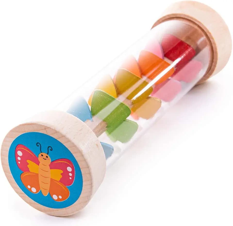 Bigjigs Toys Garden Rainmaker - Wooden Rainbow Rain Maker, Baby & Toddler Musical Instrument, Shakers & Rattles, Kids Music Gifts, Age 0 Months +