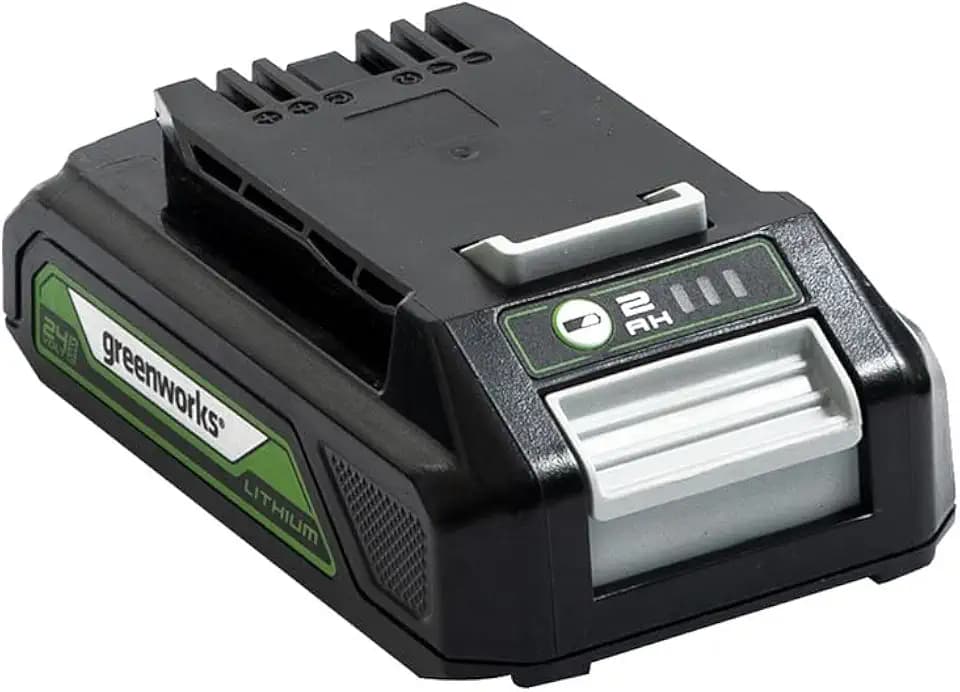 Greenworks 24V Akku - Original Greenworks 2Ah Leistungsstarker Lithium-Ionen Akku, leichtes Design mit 3-stufiger LED Batterieanzeige, 2 Jahre Garantie - G24B2