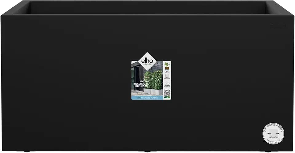 elho vivo Next lang 60cm Pflanztöpfe - Living Schwarz | L 29.5 x B 59 x H 29.2 cm | Für den Innen- & Außenbereich geeignet | 100% recycelter Kunststoff