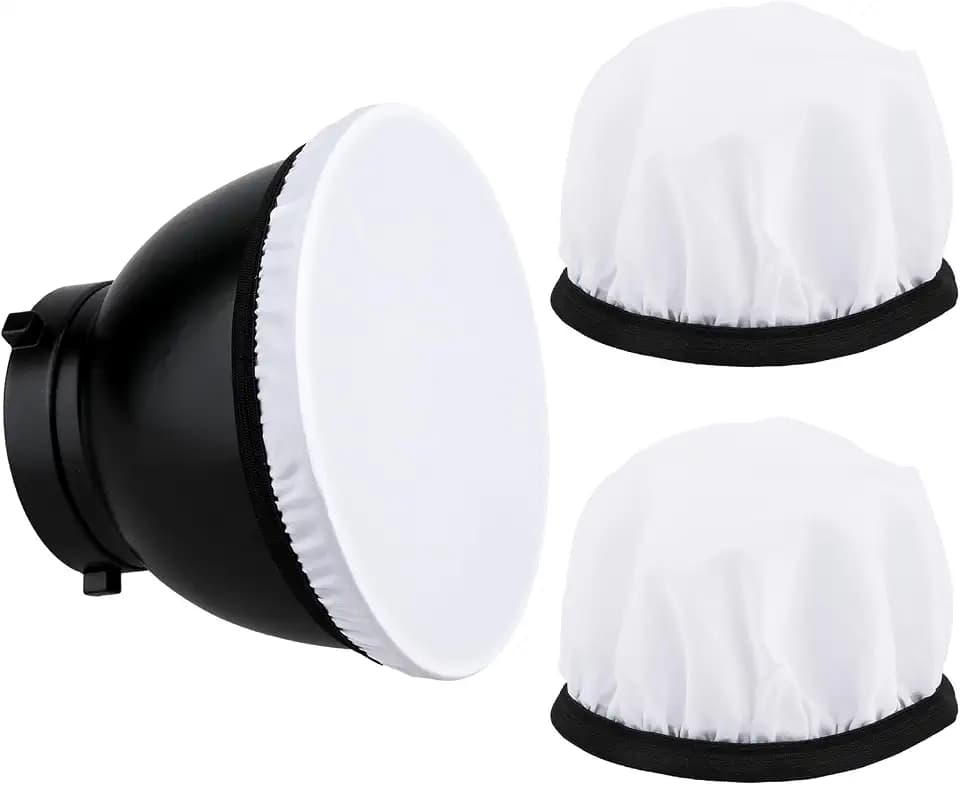 2Pcs Light Diffuser Sock, 7"/18cm Diffuser Lamp Cover White Soft Lampshade Reflector Lamp Sock for Studio Strobe Reflectors Ring Light Flash Light Standard Reflector