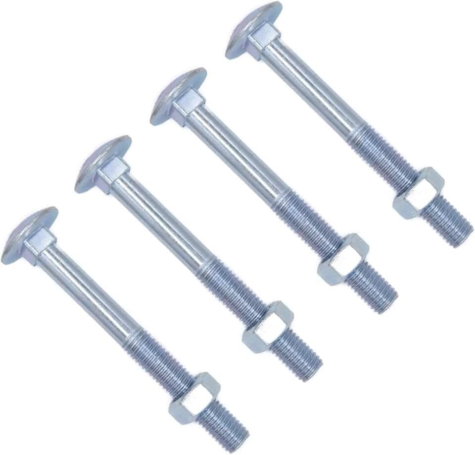 TERF® M10 x 200 mm Vierkantschraube und Mutter M10 (10 mm) x 200 mm Schlossschrauben mit Sechskantmuttern – 4 Stück