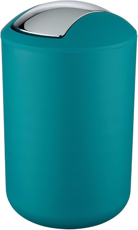 WENKO Kosmetikeimer Mod. Brasil L, 6,5 Liter Bad-Mülleimer mit Schwingdeckel, aus bruchsicherem Kunststoff, BPA-frei, Petrol