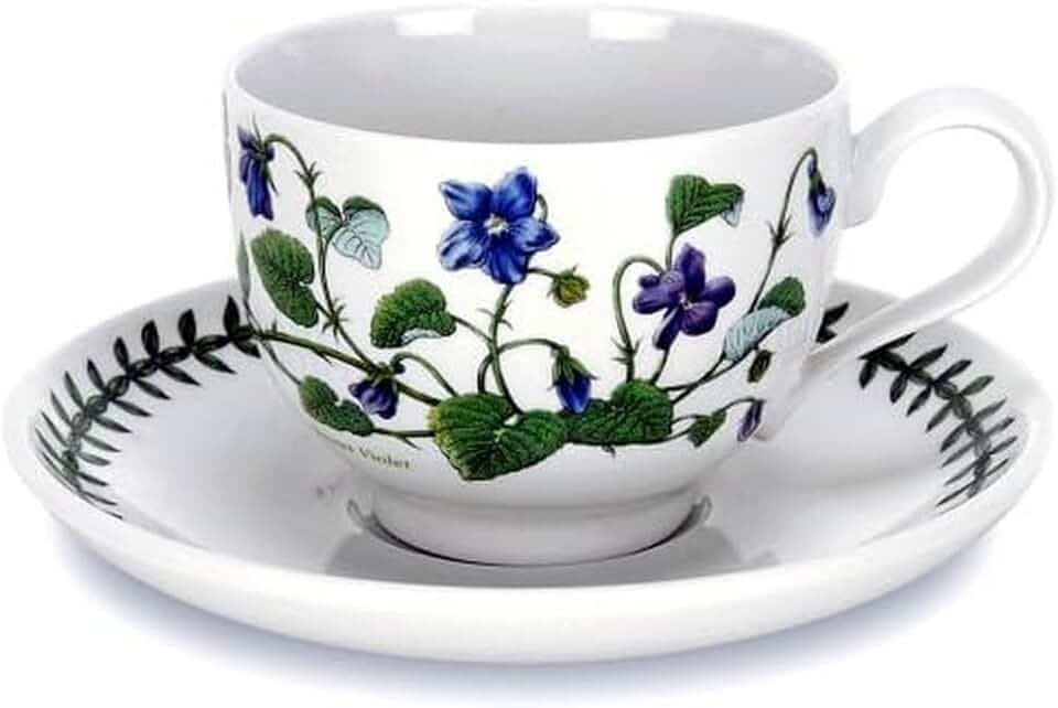 Portmeirion Botanic Garden Tea Cup and Saucer, Set of 6 Assorted Motifs by Portmeirion
